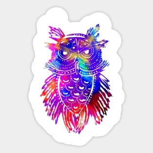 Rainbow Owl Tribal Tattoo Sticker